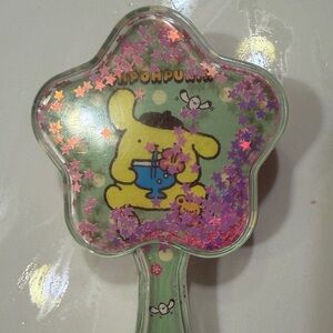 Sanrio Star-Shaped Hairbrush with Pompompurin and star glitter